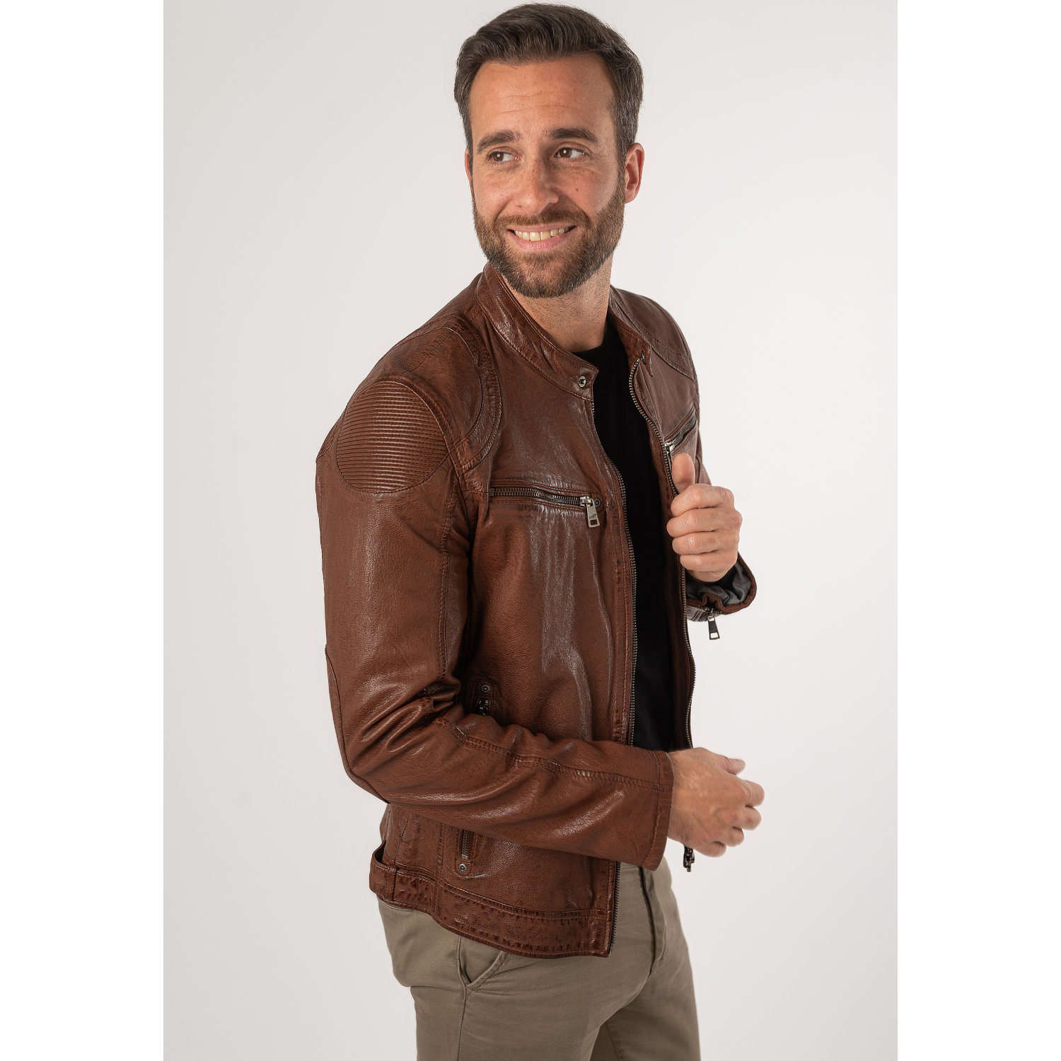 Męska skórzana kurtka Mauritius Whiskey MMCollins – BLACK FRIDAY