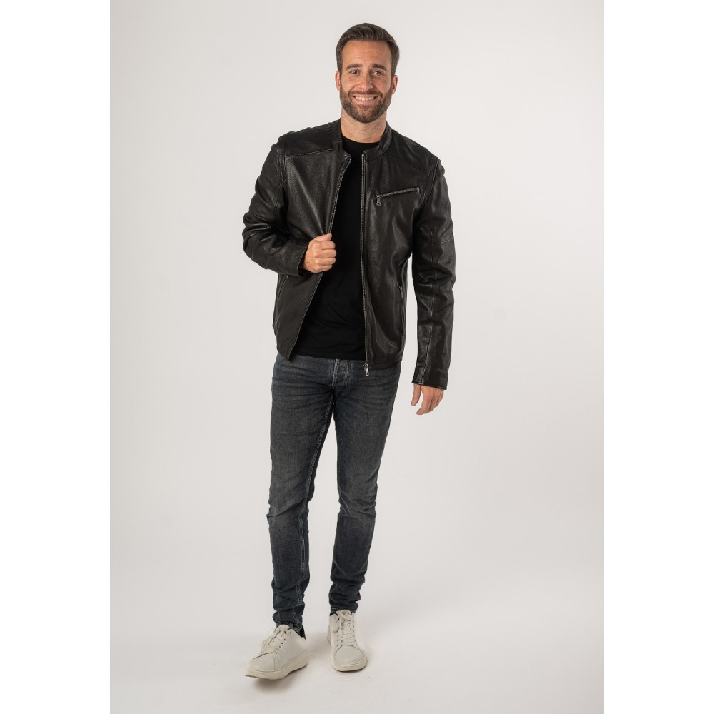 Męska skórzana kurtka Mauritius Czarna MMComao - readytowear