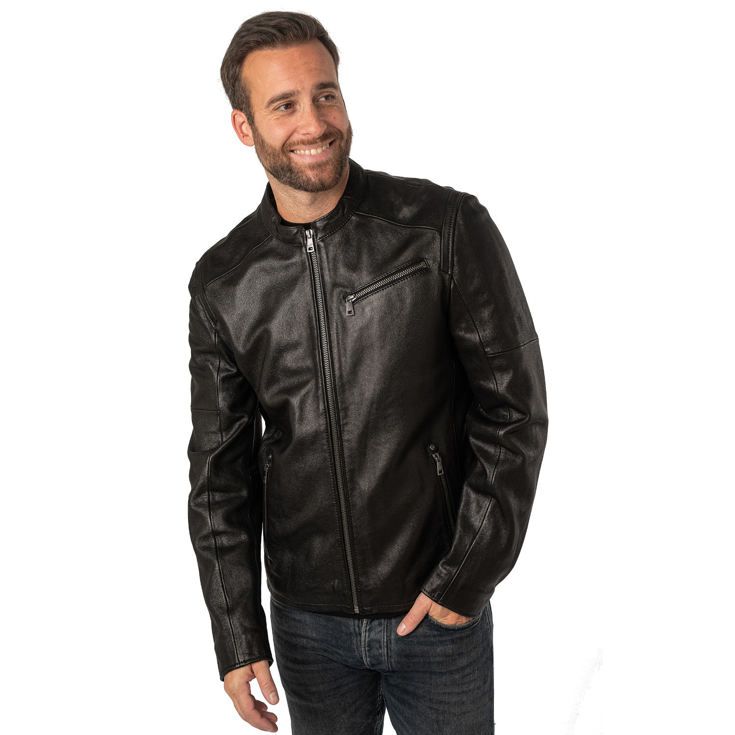 Męska skórzana kurtka Mauritius Czarna MMComao – BLACK FRIDAY