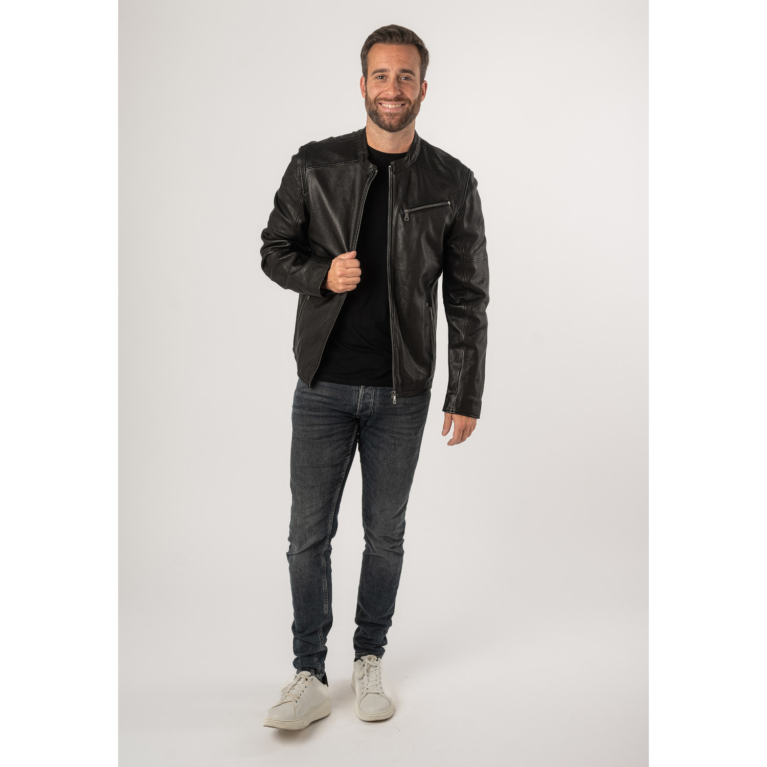 Męska skórzana kurtka Mauritius Czarna MMComao – BLACK FRIDAY