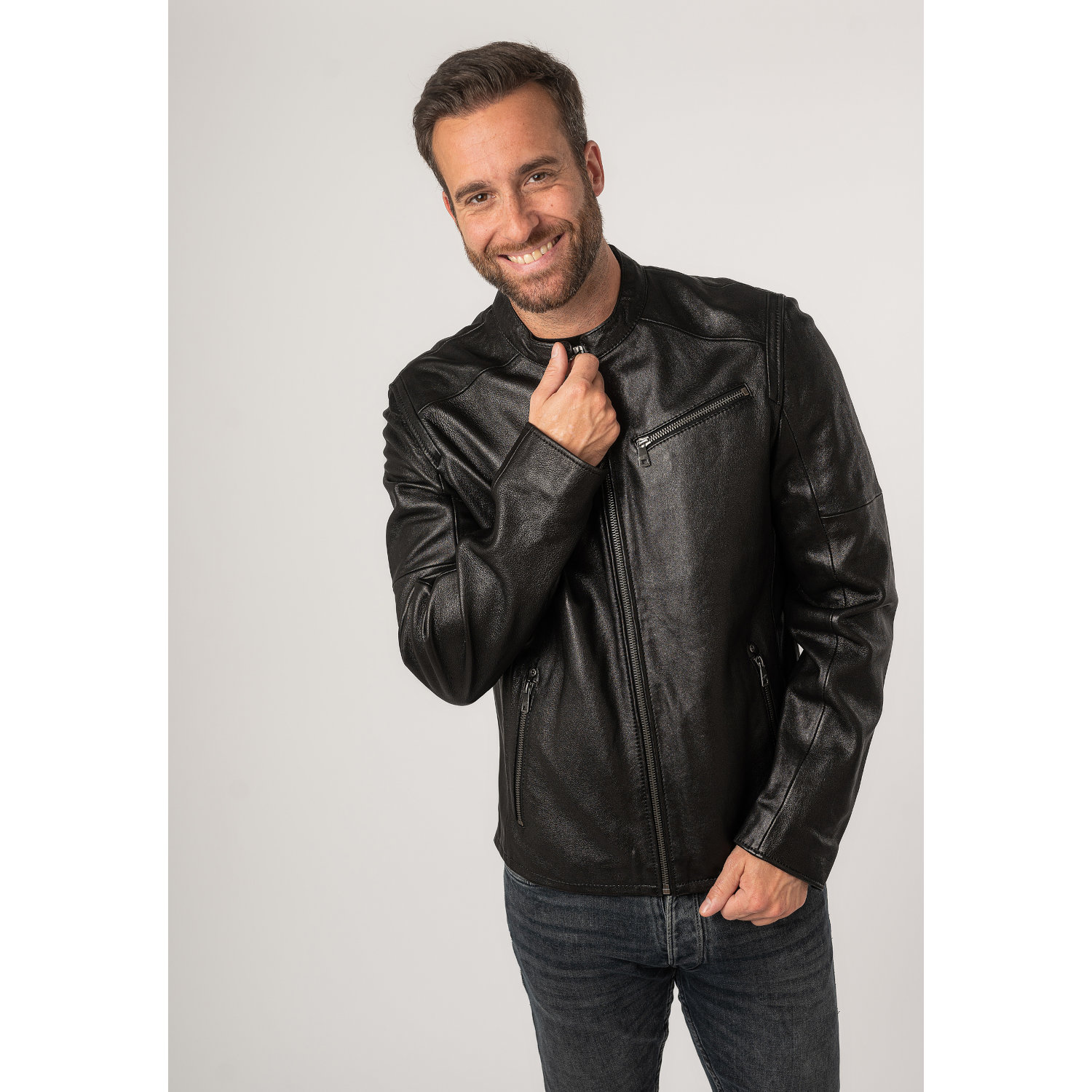 Męska skórzana kurtka Mauritius Czarna MMComao – BLACK FRIDAY