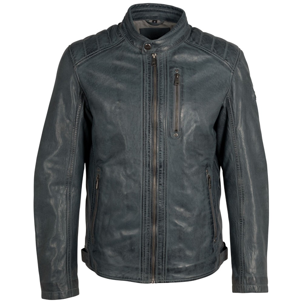 Męska skórzana kurtka Mauritius Vintage Blue MMCortney - readytowear