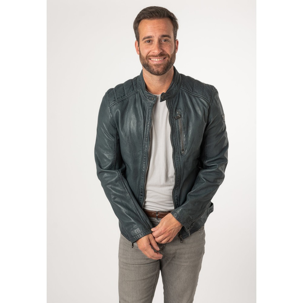 Męska skórzana kurtka Mauritius Vintage Blue MMCortney - readytowear