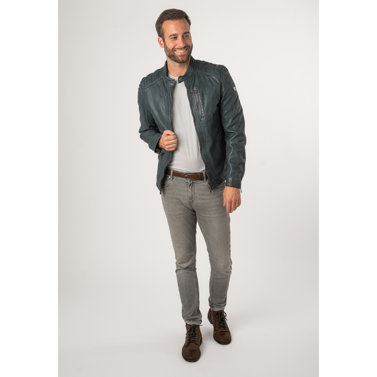 Męska skórzana kurtka Mauritius Vintage Blue MMCortney – BLACK FRIDAY