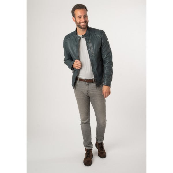 Męska skórzana kurtka Mauritius Vintage Blue MMCortney – BLACK FRIDAY — fotografia 5