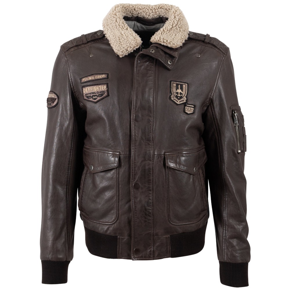 Męska skórzana kurtka Mauritius Ciemnobrązowa MMCruise - readytowear