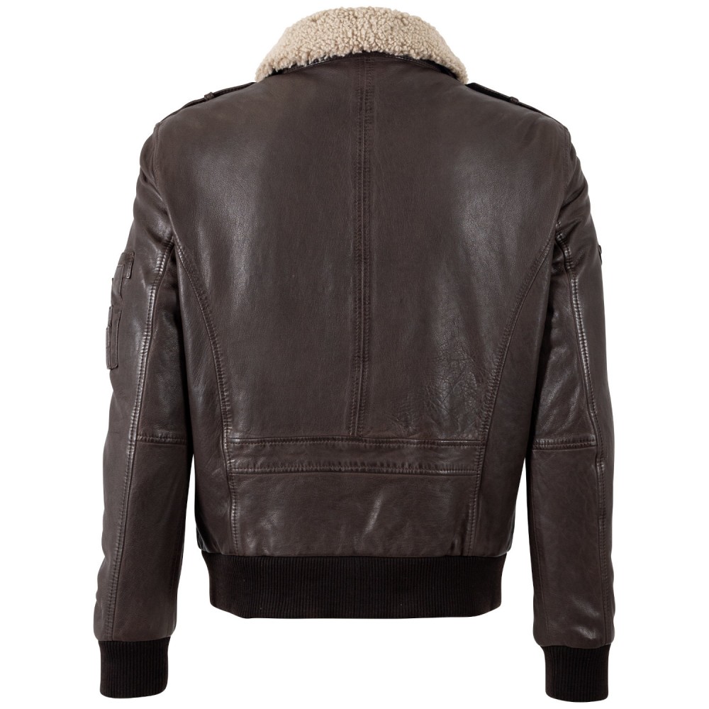 Męska skórzana kurtka Mauritius Ciemnobrązowa MMCruise - readytowear