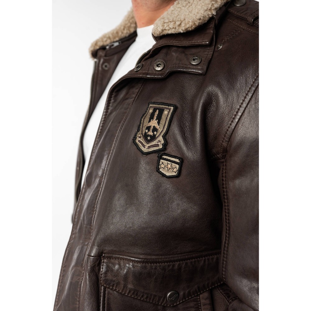 Męska skórzana kurtka Mauritius Ciemnobrązowa MMCruise - readytowear