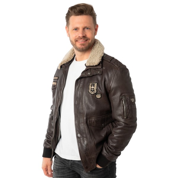 Męska skórzana kurtka Mauritius Ciemnobrązowa MMCruise