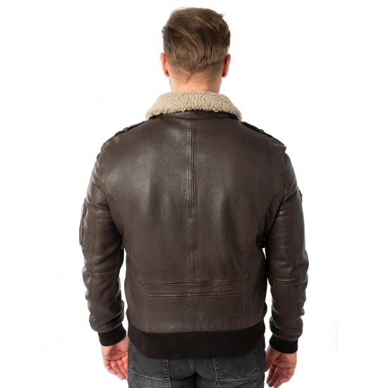 Męska skórzana kurtka Mauritius Ciemnobrązowa MMCruise