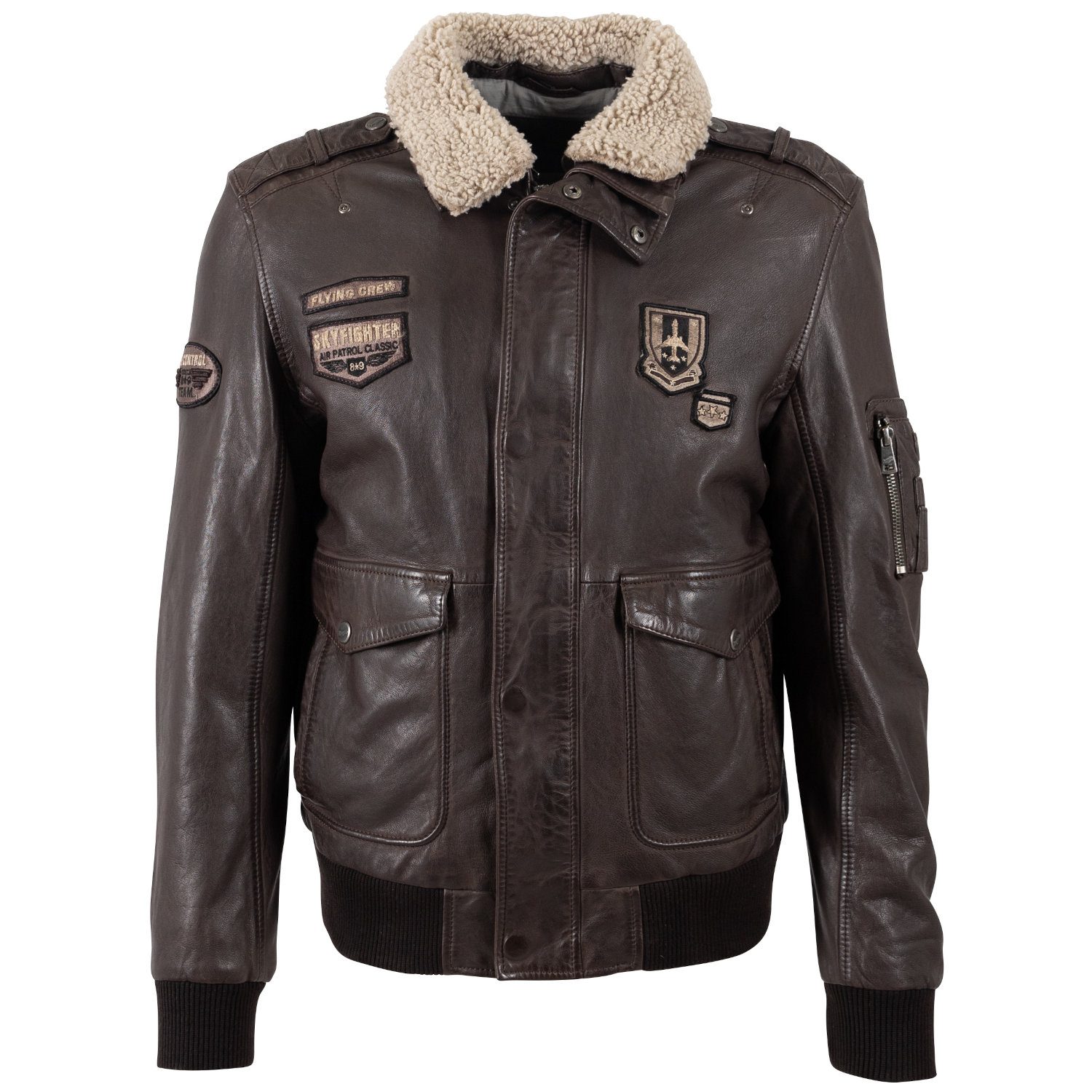 Męska skórzana kurtka Mauritius Ciemnobrązowa MMCruise – stoc