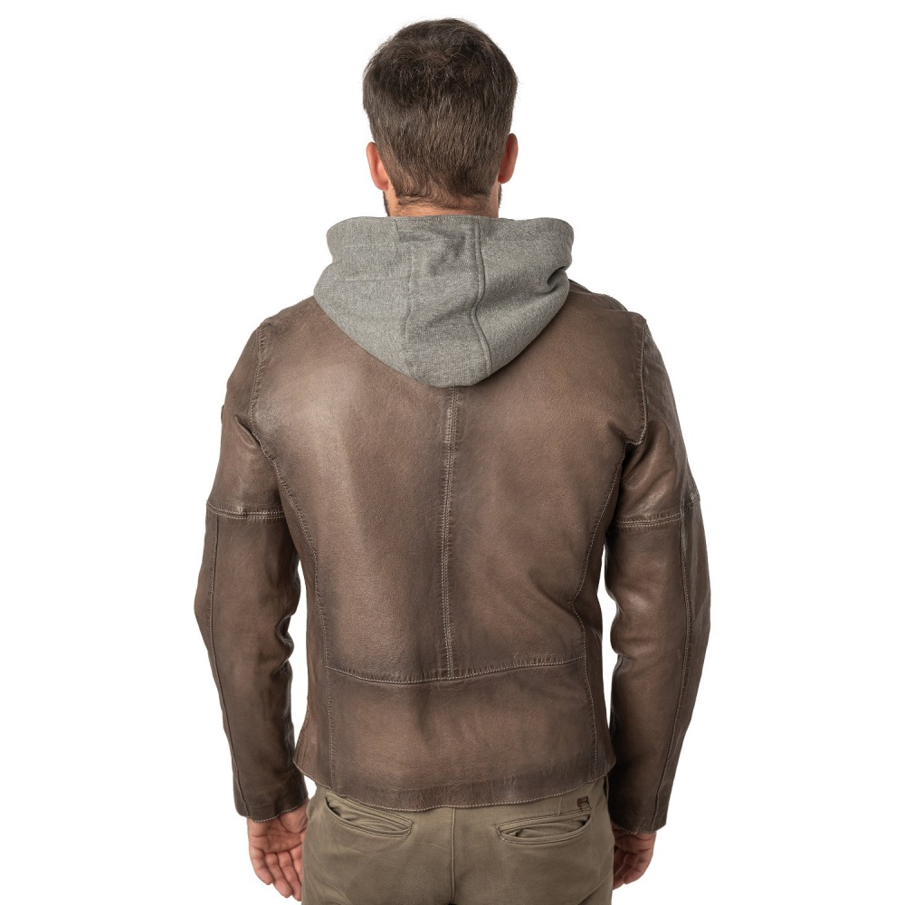 Męska skórzana kurtka Mauritius Ciemnobrązowa MMCyprus