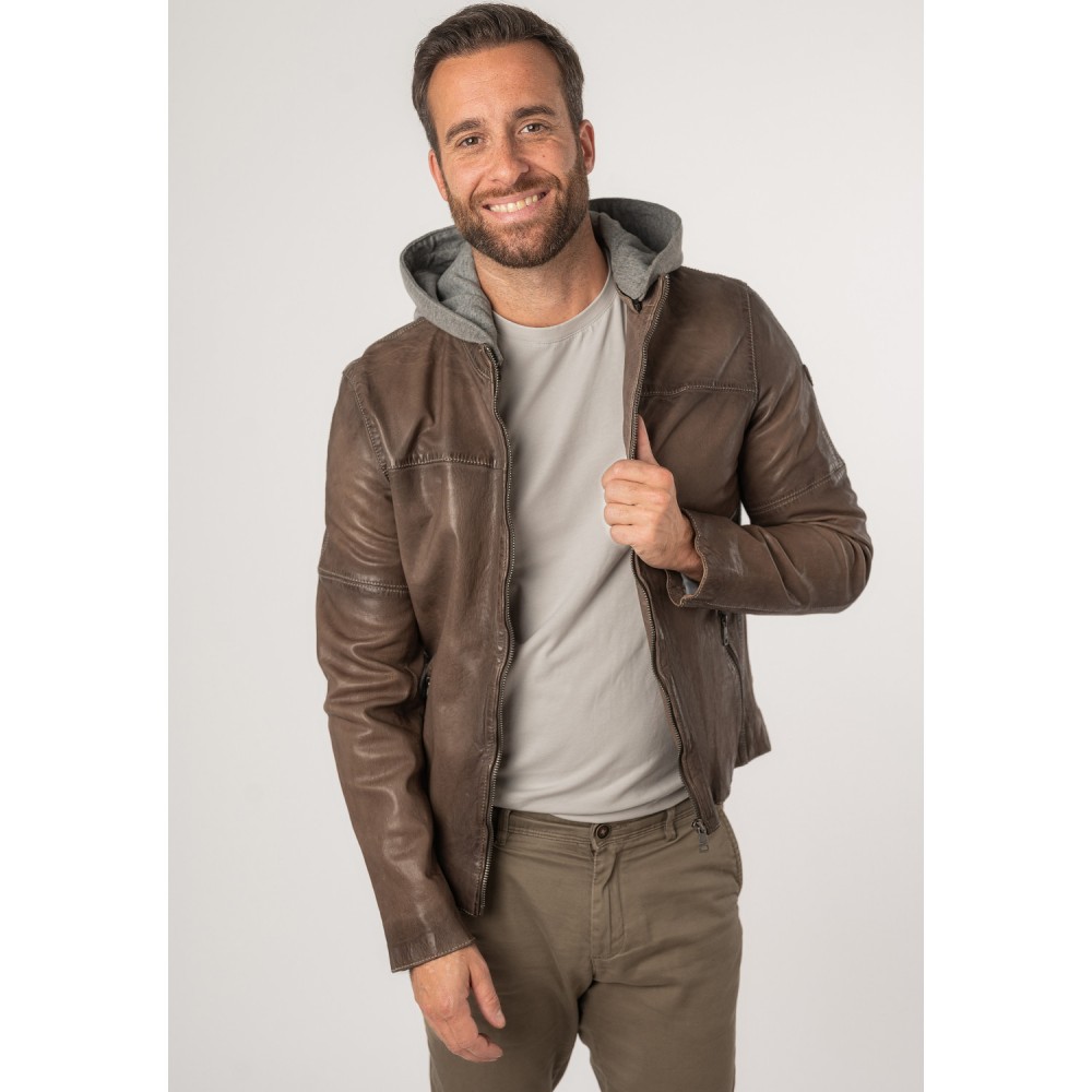 Męska skórzana kurtka Mauritius Ciemnobrązowa MMCyprus - readytowear