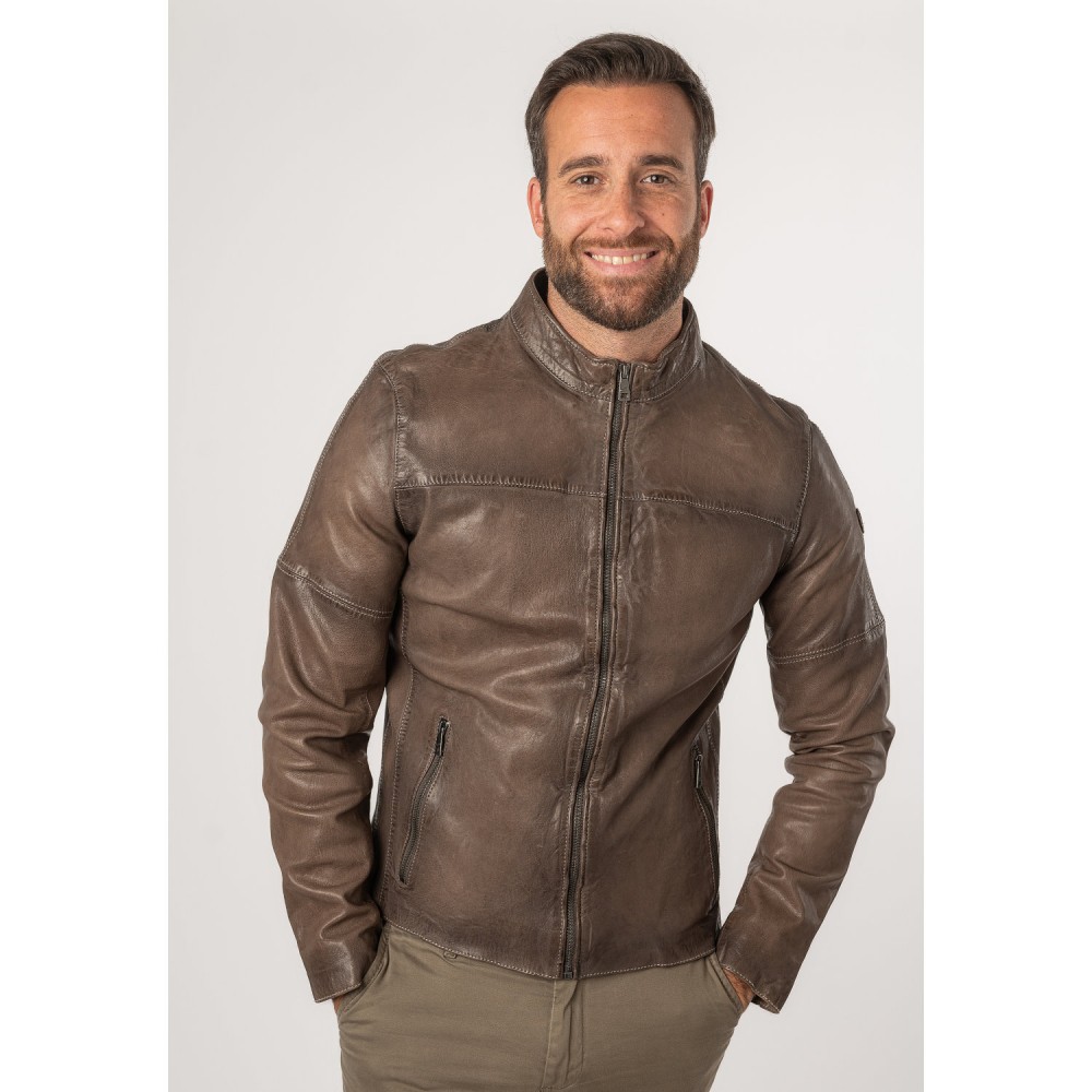 Męska skórzana kurtka Mauritius Ciemnobrązowa MMCyprus - readytowear