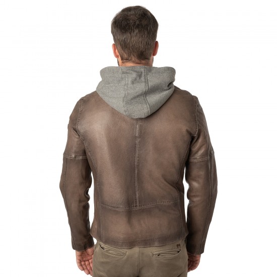 Męska skórzana kurtka Mauritius Ciemnobrązowa MMCyprus