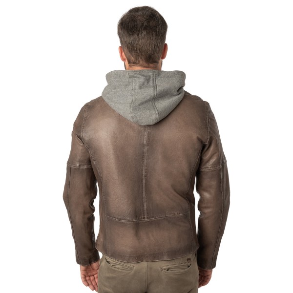 Męska skórzana kurtka Mauritius Ciemnobrązowa MMCyprus