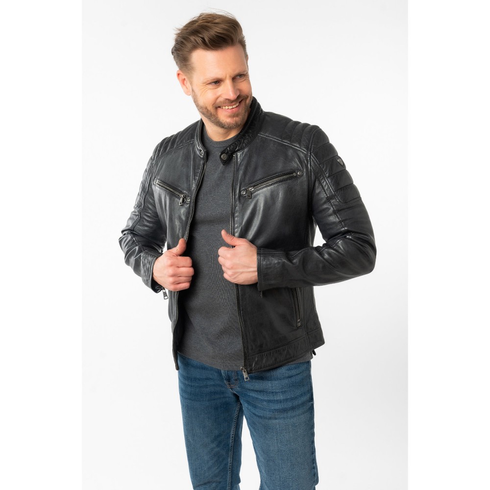 Męska skórzana kurtka Mauritius Ciemnogranatowa MMDerry - readytowear