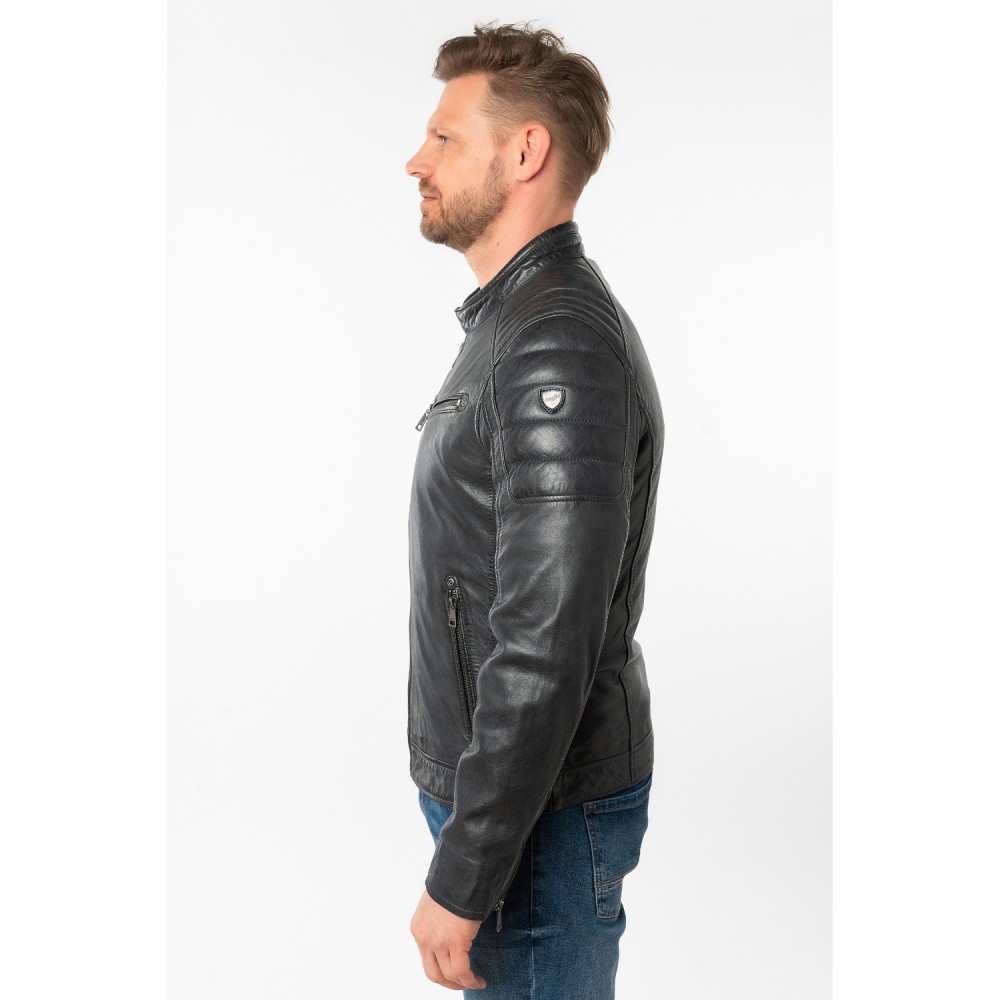 Męska skórzana kurtka Mauritius Ciemnogranatowa MMDerry - readytowear