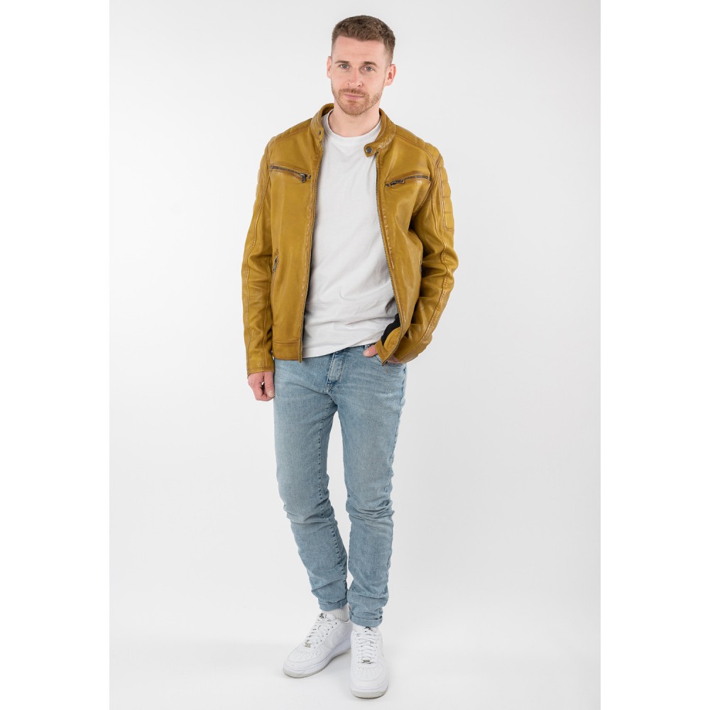 Męska skórzana kurtka Mauritius Żółta MMDerry