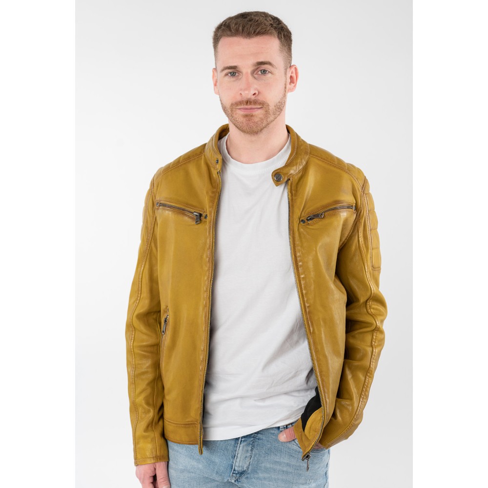 Męska skórzana kurtka Mauritius Żółta MMDerry