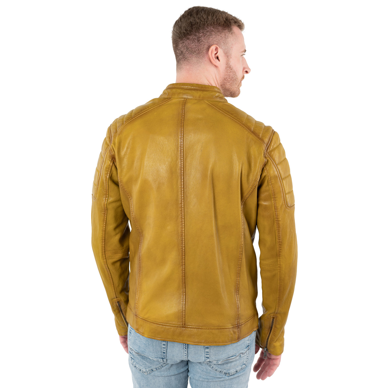 Męska skórzana kurtka Mauritius Żółta MMDerry – Kurtki skórzane