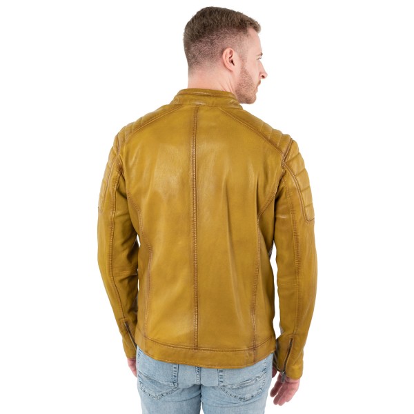 Męska skórzana kurtka Mauritius Żółta MMDerry