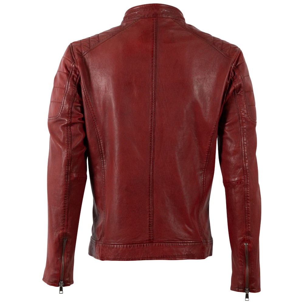 Męska skórzana kurtka Mauritius czerwona MMDerry - readytowear