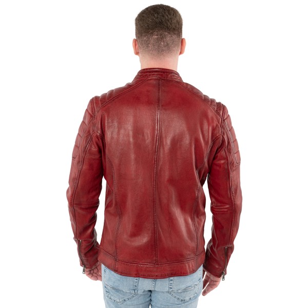 Męska skórzana kurtka Mauritius czerwona MMDerry