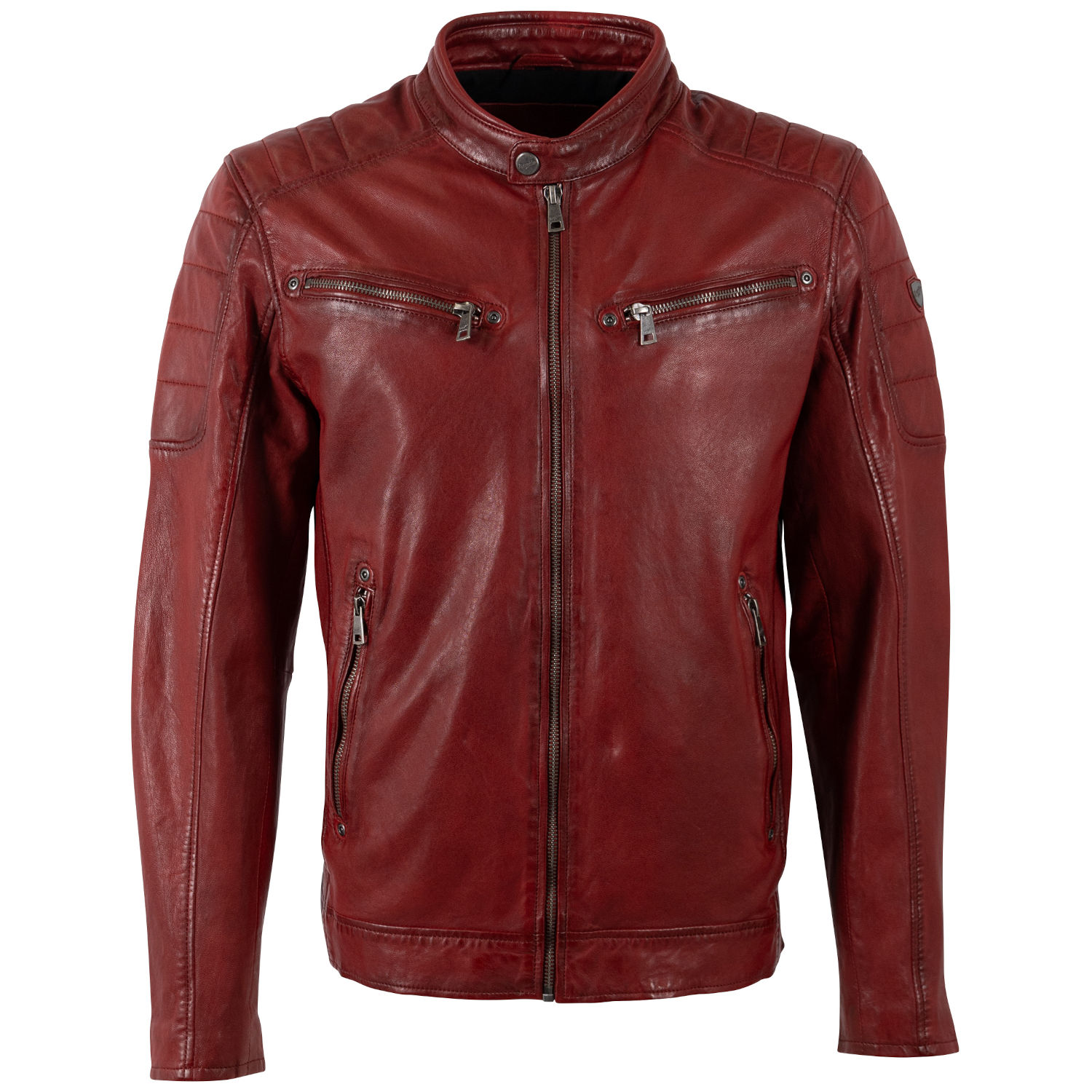 Męska skórzana kurtka Mauritius czerwona MMDerry – Kurtki skórzane