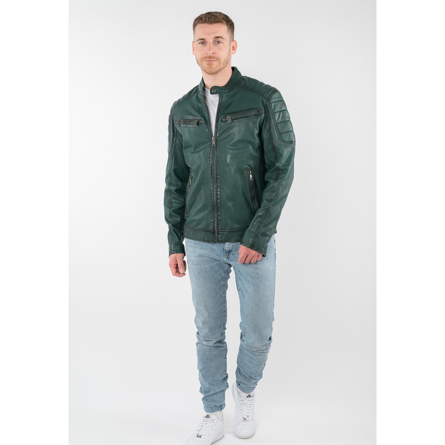 Męska skórzana kurtka Mauritius Zielona MMDerry – Kurtki skórzane