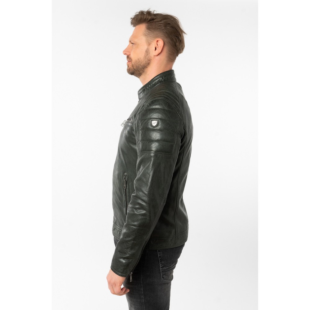 Męska skórzana kurtka Mauritius Ciemnozielona MMDerry - readytowear