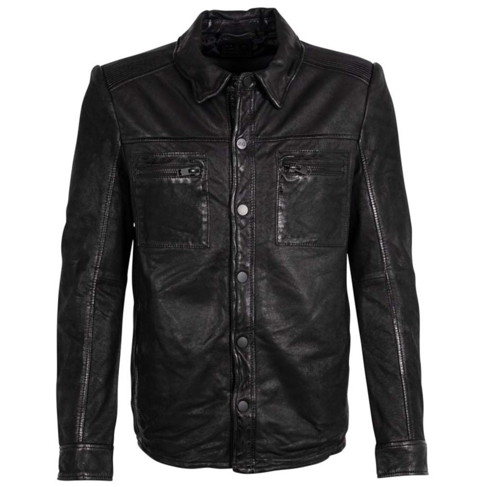 Męska skórzana koszula Mauritius Czarna MMDonn