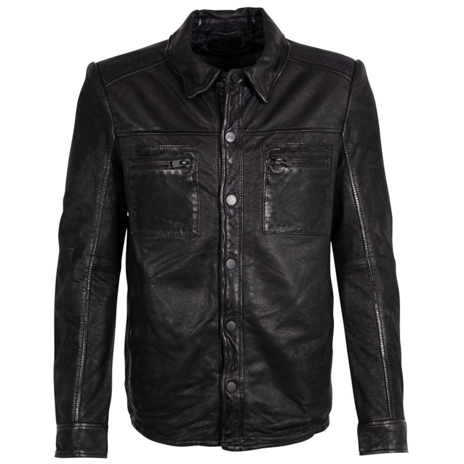 Męska skórzana koszula Mauritius Czarna MMDonn – Koszule skórzane