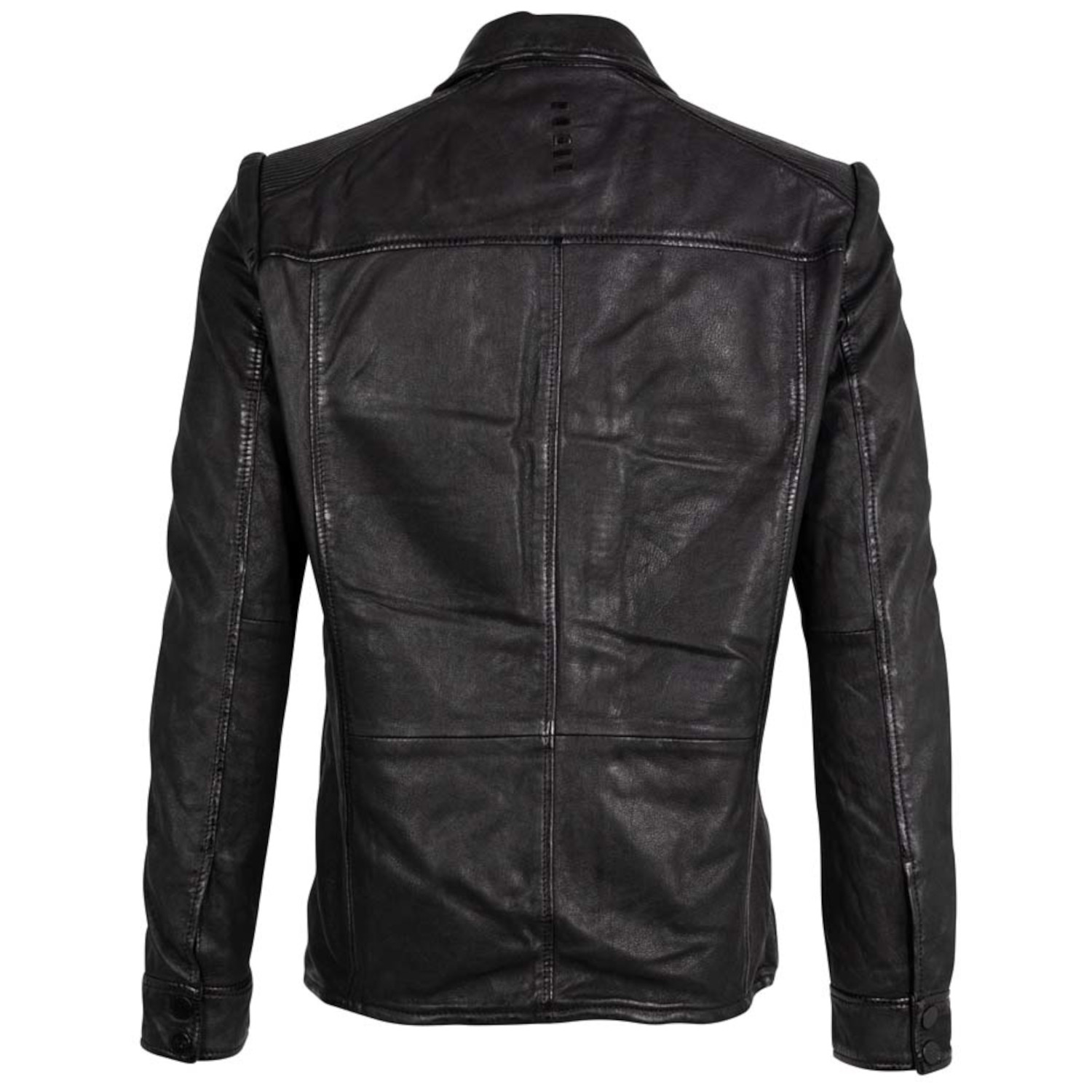 Męska skórzana koszula Mauritius Czarna MMDonn – Koszule skórzane