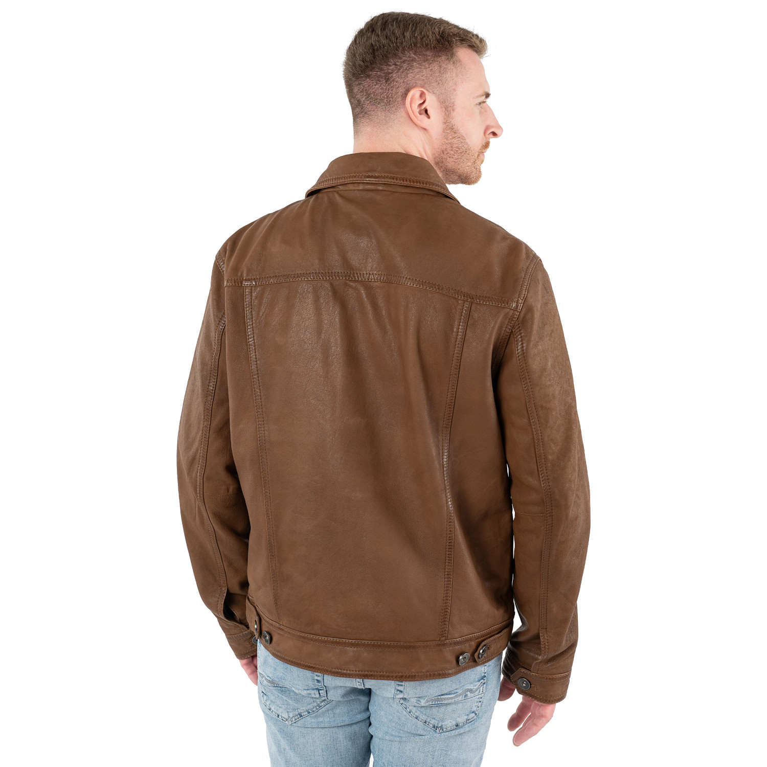 Męska skórzana kurtka Mauritius Ciemny Camel MMEddo