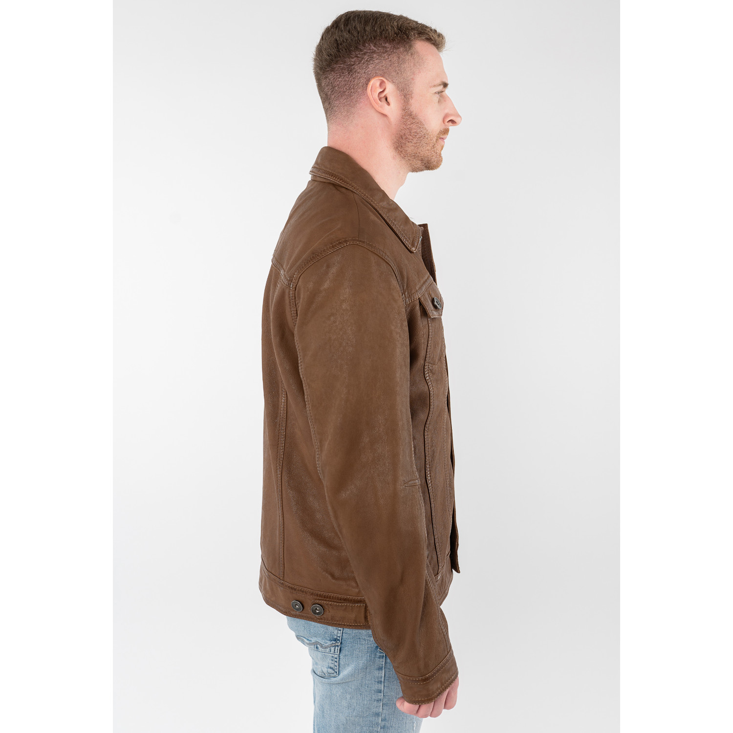 Męska skórzana kurtka Mauritius Ciemny Camel MMEddo