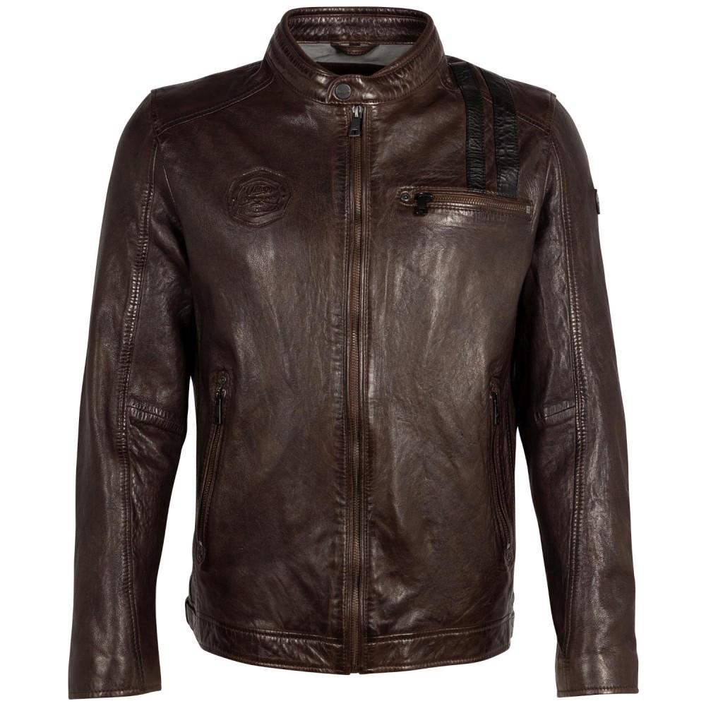 Męska skórzana kurtka Mauritius Ciemnobrązowa MMFaron - readytowear