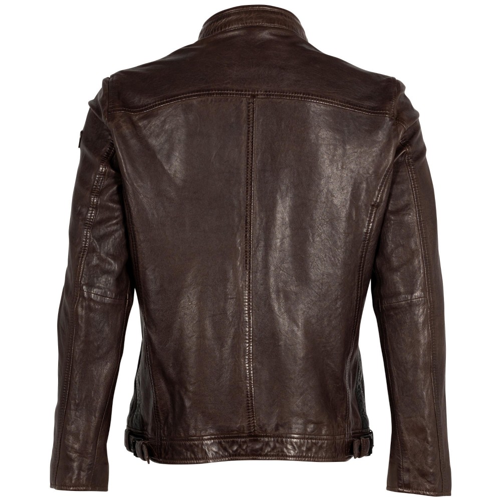 Męska skórzana kurtka Mauritius Ciemnobrązowa MMFaron - readytowear