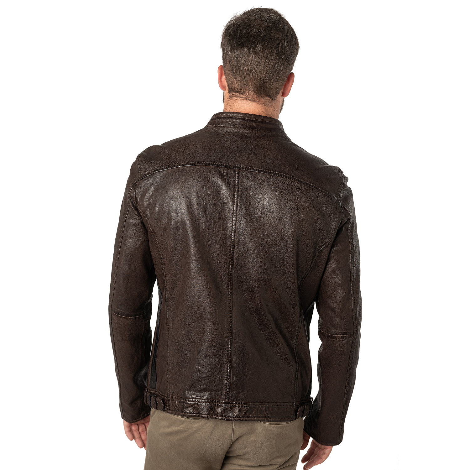 Męska skórzana kurtka Mauritius Ciemnobrązowa MMFaron – Kurtki skórzane