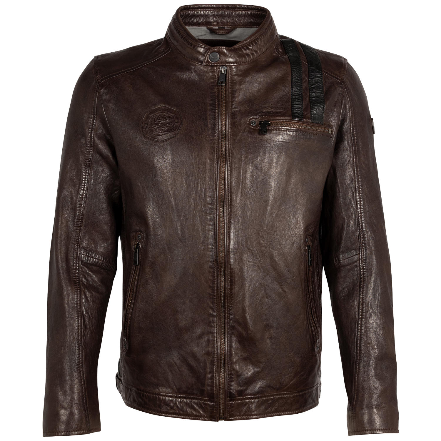 Męska skórzana kurtka Mauritius Ciemnobrązowa MMFaron – Kurtki skórzane