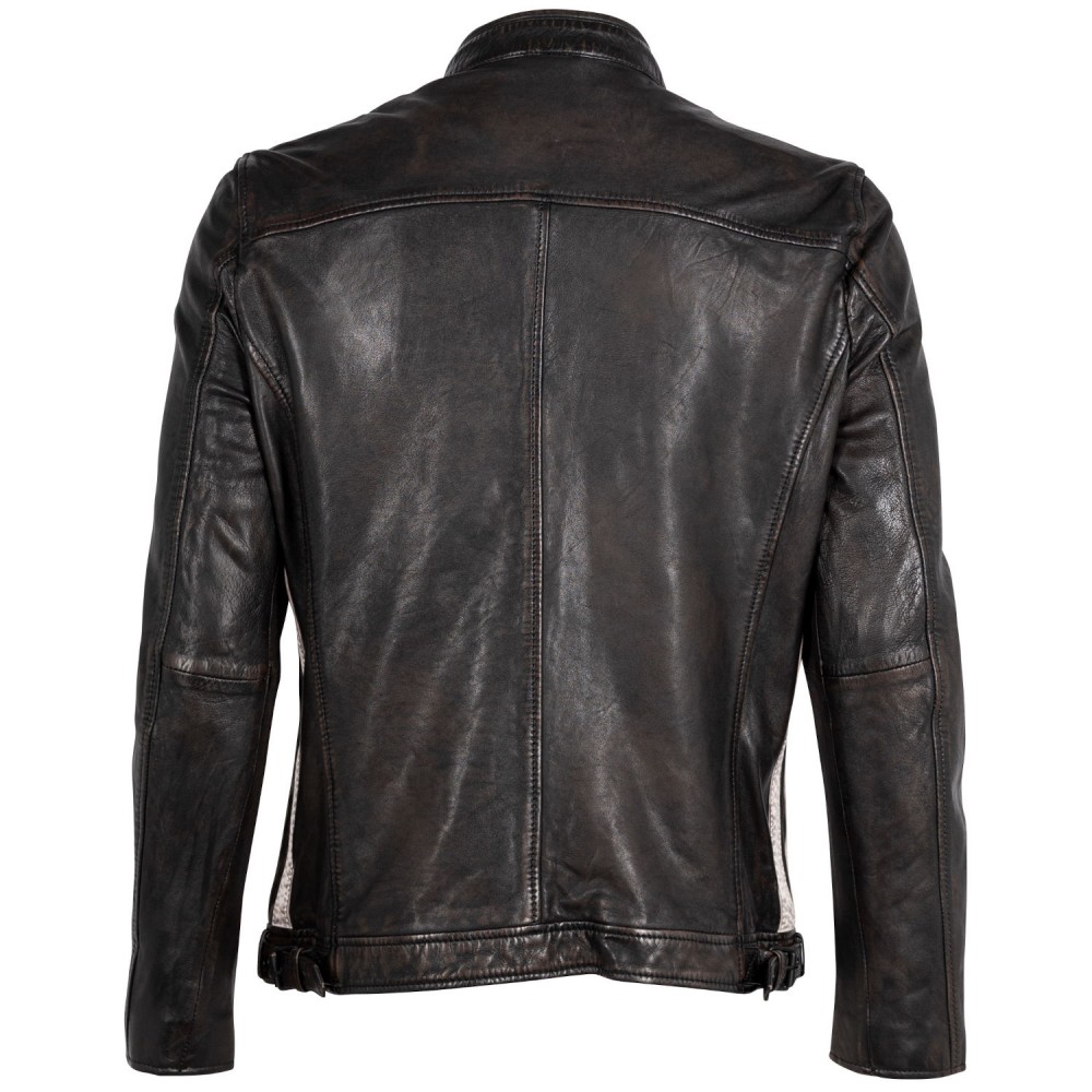Męska skórzana kurtka Mauritius Antyczna czerń MMFaron - readytowear