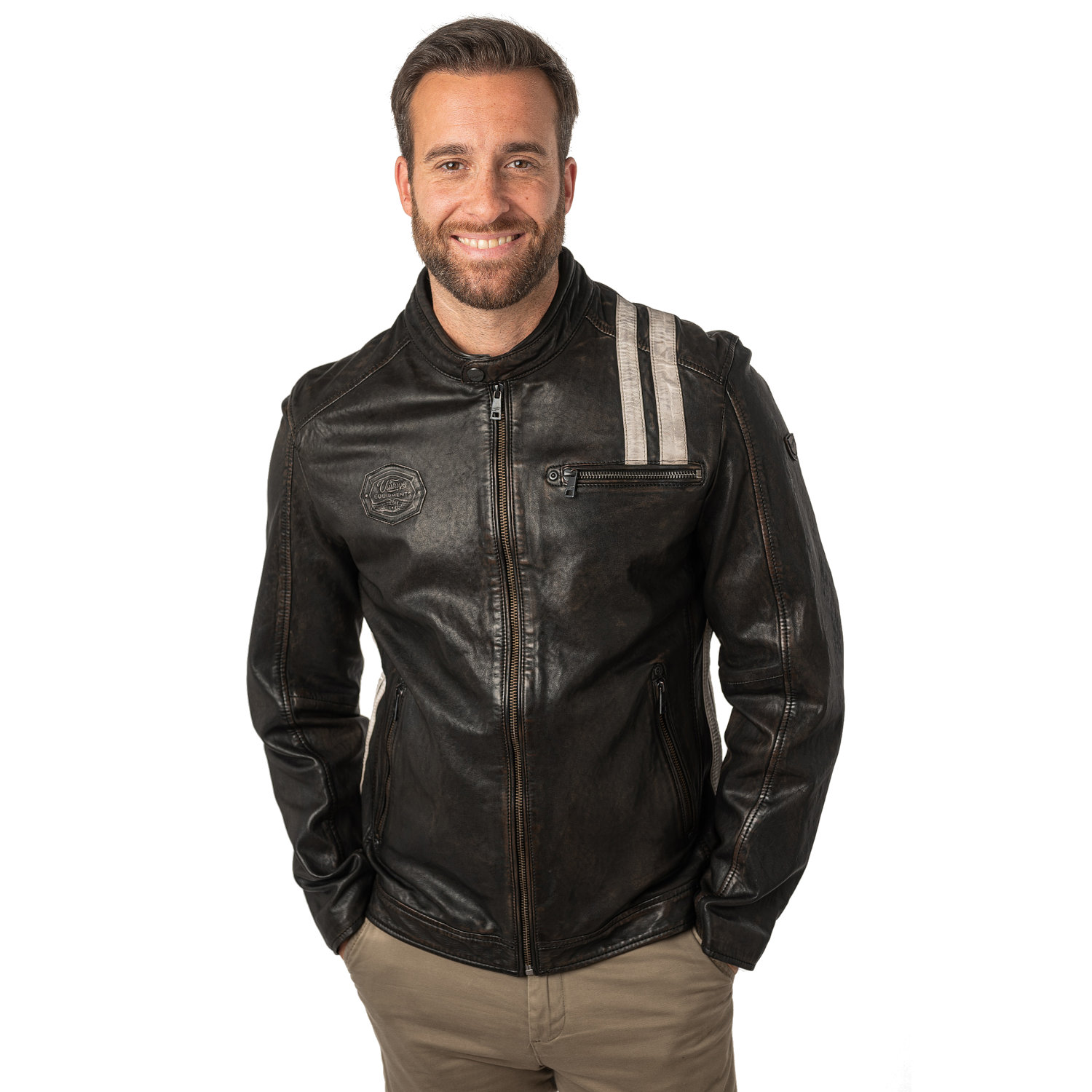 Męska skórzana kurtka Mauritius Antyczna czerń MMFaron – BLACK FRIDAY