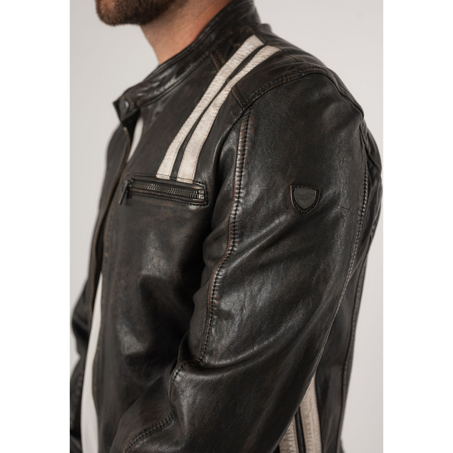 Męska skórzana kurtka Mauritius Antyczna czerń MMFaron – BLACK FRIDAY