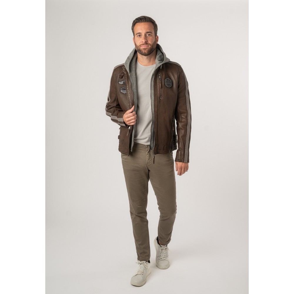 Męska skórzana kurtka Mauritius Brązowa MMFastness - readytowear