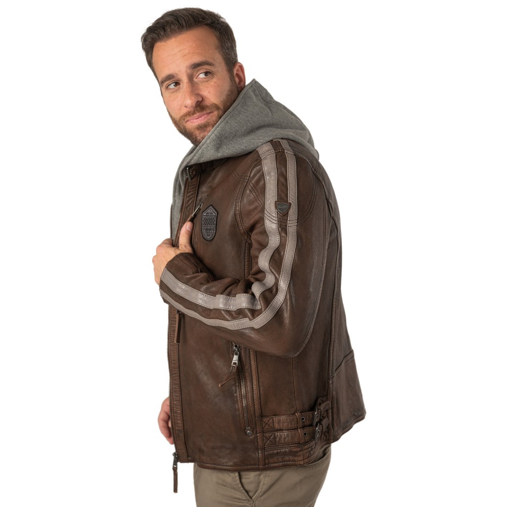 Męska skórzana kurtka Mauritius Brązowa MMFastness