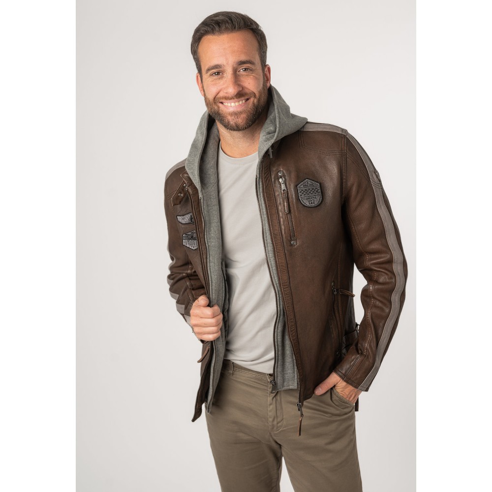 Męska skórzana kurtka Mauritius Brązowa MMFastness - readytowear