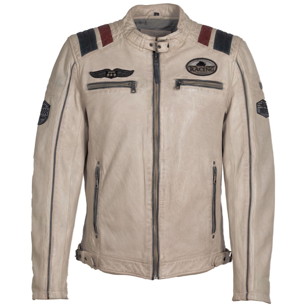 Męska skórzana kurtka Mauritius Off White MMFurious - readytowear