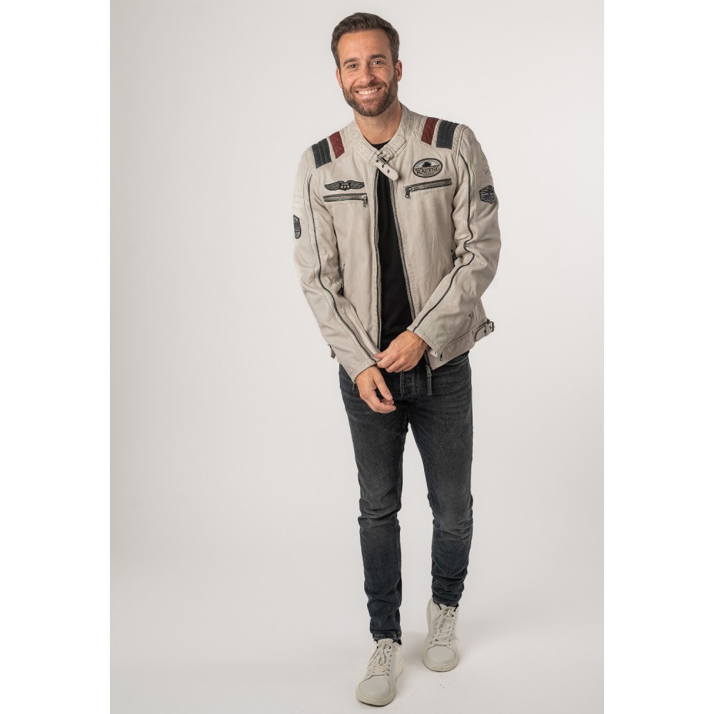 Męska skórzana kurtka Mauritius Off White MMFurious - readytowear
