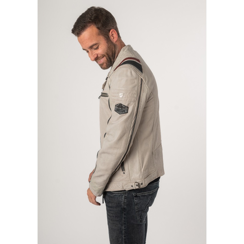 Męska skórzana kurtka Mauritius Off White MMFurious - readytowear