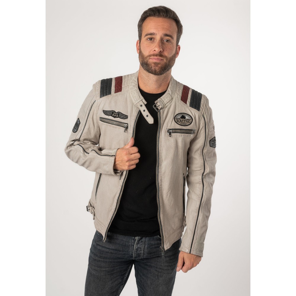 Męska skórzana kurtka Mauritius Off White MMFurious - readytowear